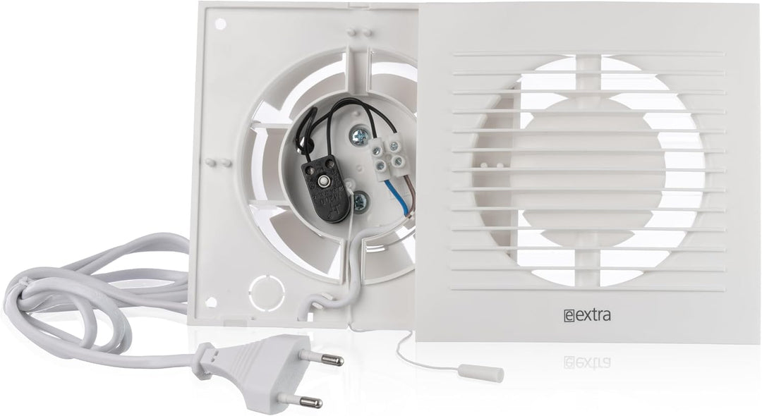 Ø 100mm Badlüfter Fan mit Zugschnur und Stecker - Weiss Abluftventilator - Ventilator zur Belüftung