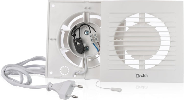 Ø 100mm Badlüfter Fan mit Zugschnur und Stecker - Weiss Abluftventilator - Ventilator zur Belüftung
