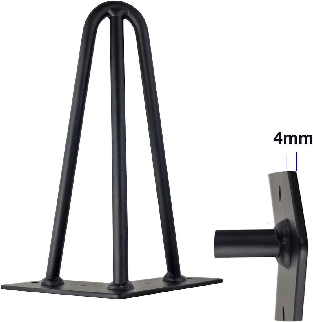 Qrity Haarnadel Tischbeine, 3-Stangen Haarnadel Füsse, DIY Black Hairpin Couchtisch Beine Heavy Duty