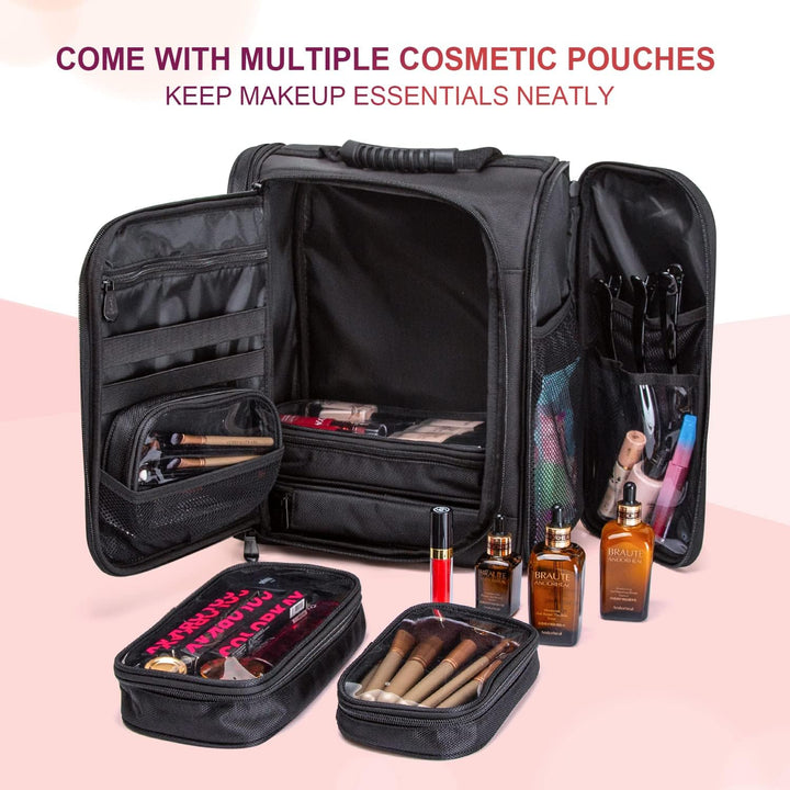 Kemier Professional Kosmetiktasche Makeup Tasche mit Durchsichtigen Aufbewahrungsbeuteln für Kosmeti