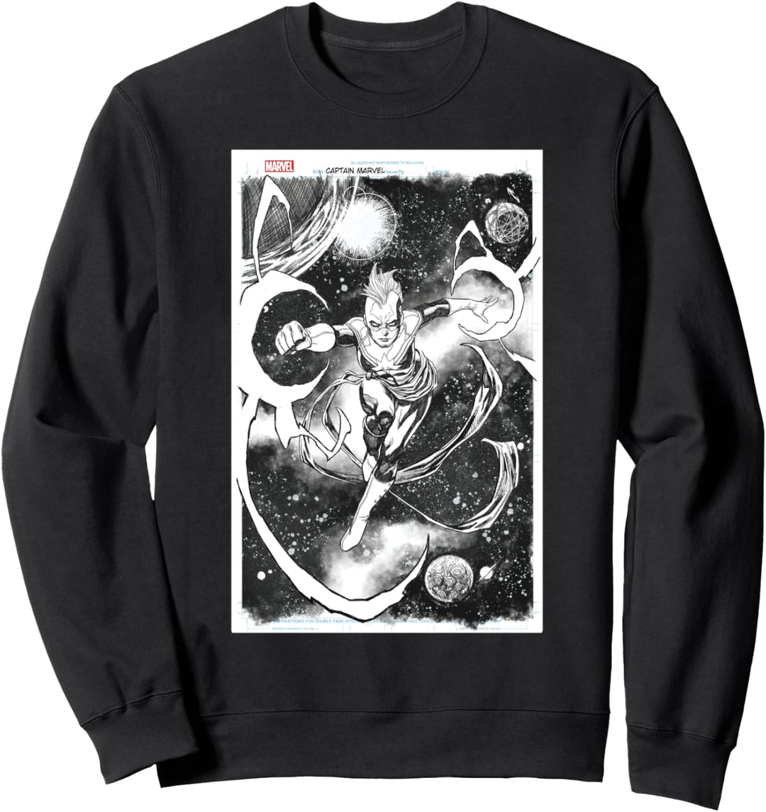 Marvel Captain Marvel Comic Cover Sketch Sweatshirt