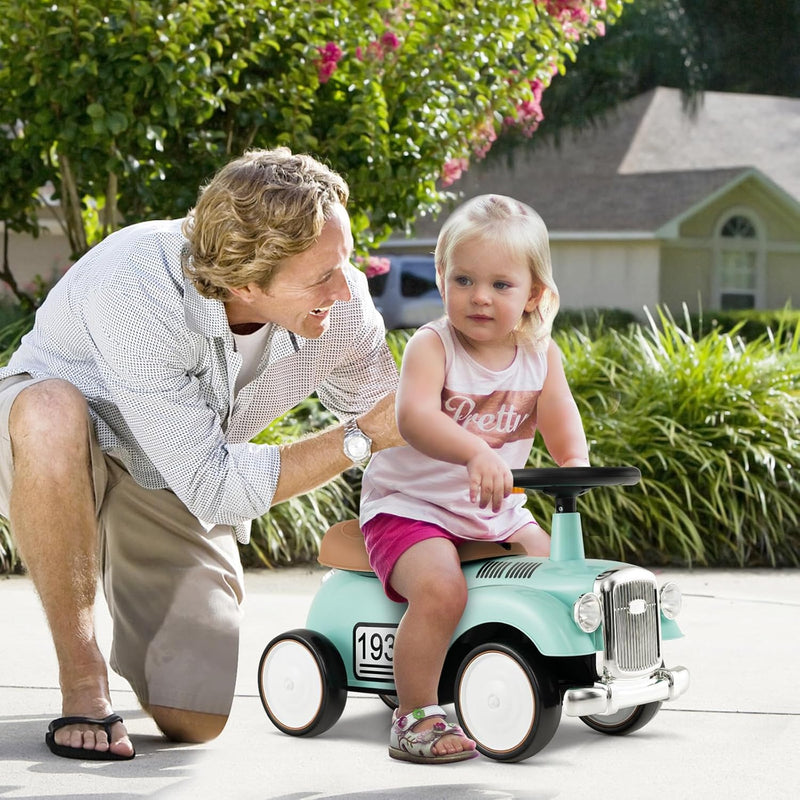 COSTWAY Rutschauto, Rutscherfahrzeug mit Stauraum & Kippschutz, Kinderfahrzeug mit Lenkrad & Sound,