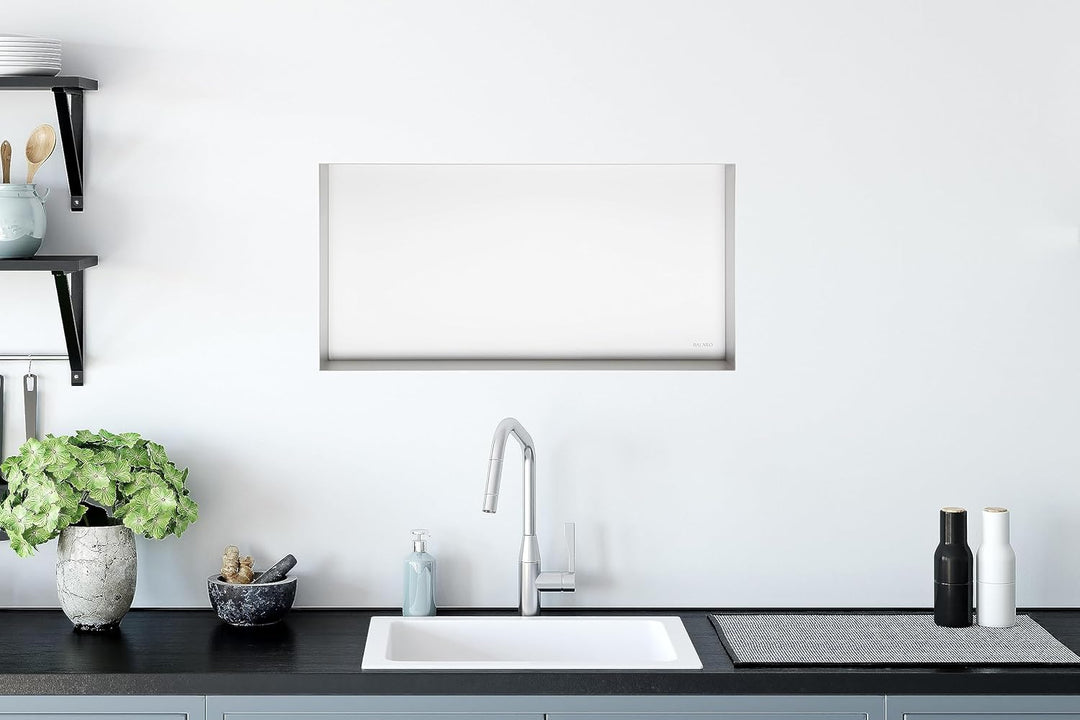 Wall-Box NO Rim - Weiss Nische Edelstahl - Weiss Wandnische Dusche - Wasserdicht - Flexibler Nischen