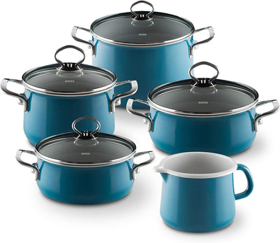 Riess, 0057-010, Emaille Pfanne extra stark, NOUVELLE-AQUAMARIN EXTRA STARK, Durchmessser 28 cm, Höh
