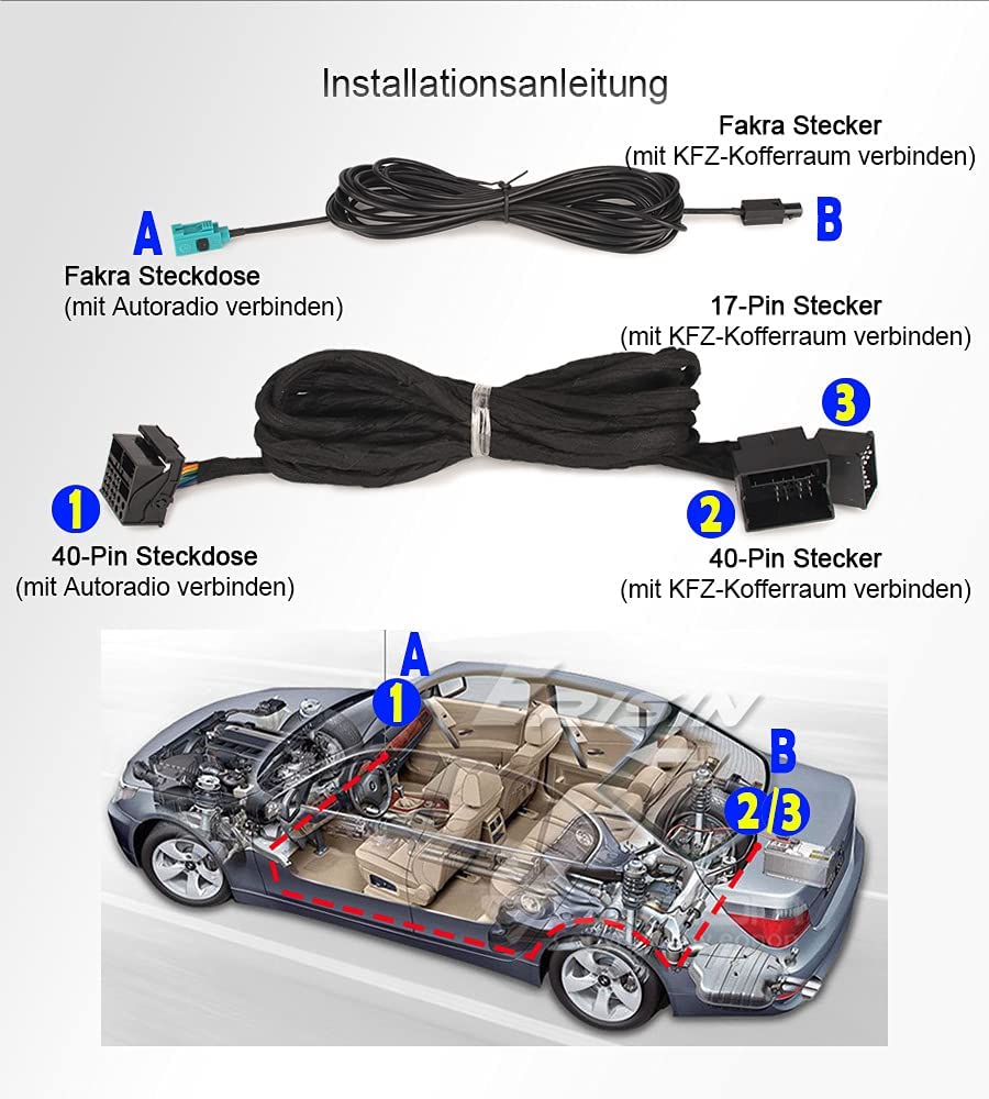 erisin BM6M Verlängerungskabel 6m für BMW 3er E46 5er E39 X5 E53 M3 M5 E38 Autoradio (inkl. Antennen