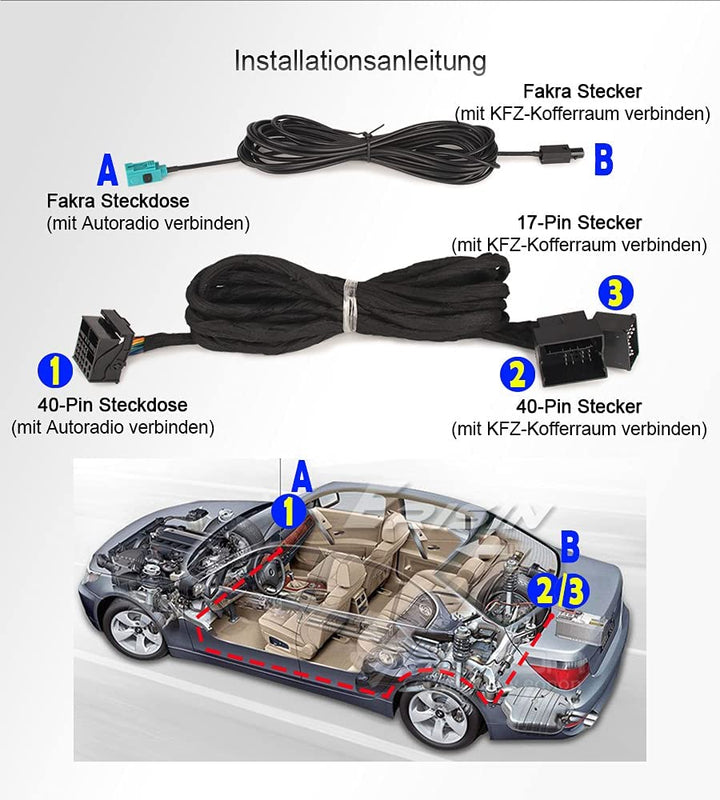 erisin BM6M Verlängerungskabel 6m für BMW 3er E46 5er E39 X5 E53 M3 M5 E38 Autoradio (inkl. Antennen