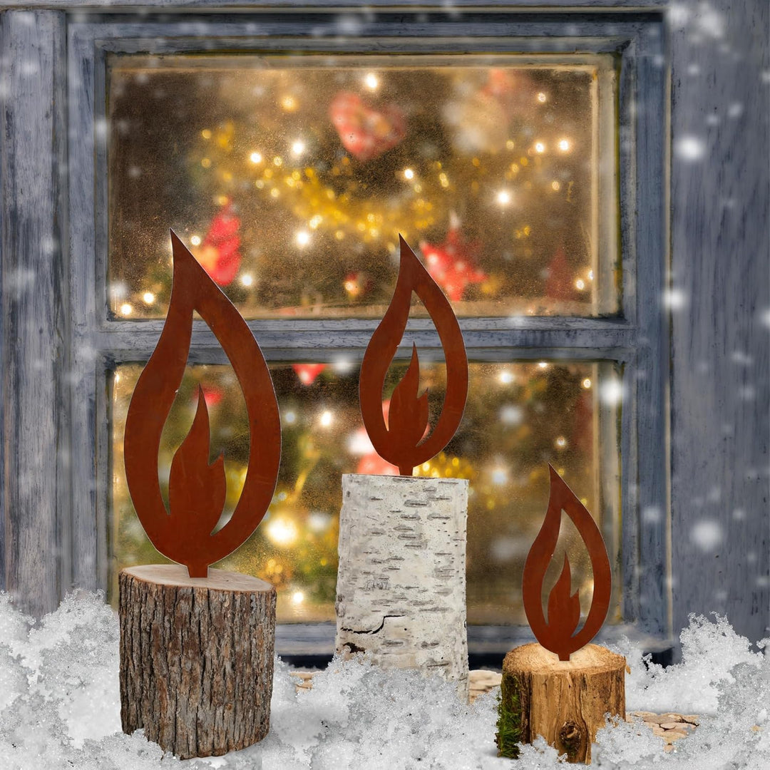Rostikal 10er Deko Flammen 10 cm Bastelset aus Metall Winterdeko Basteln Erwachsene Herbstdeko 10 cm