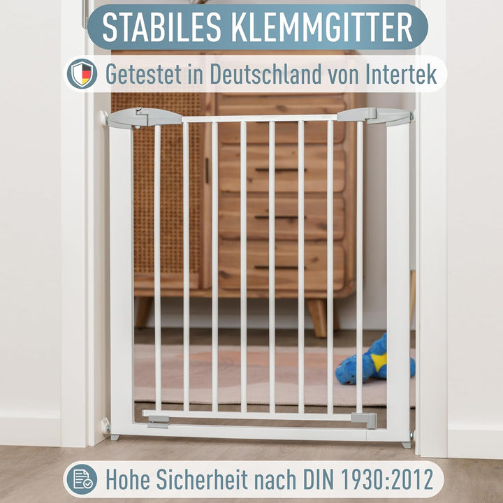 ib style Türschutzgitter Yael für Babys 73,5-81,5 cm - Ohne Bohren, Treppenschutzgitter zum Klemmen,