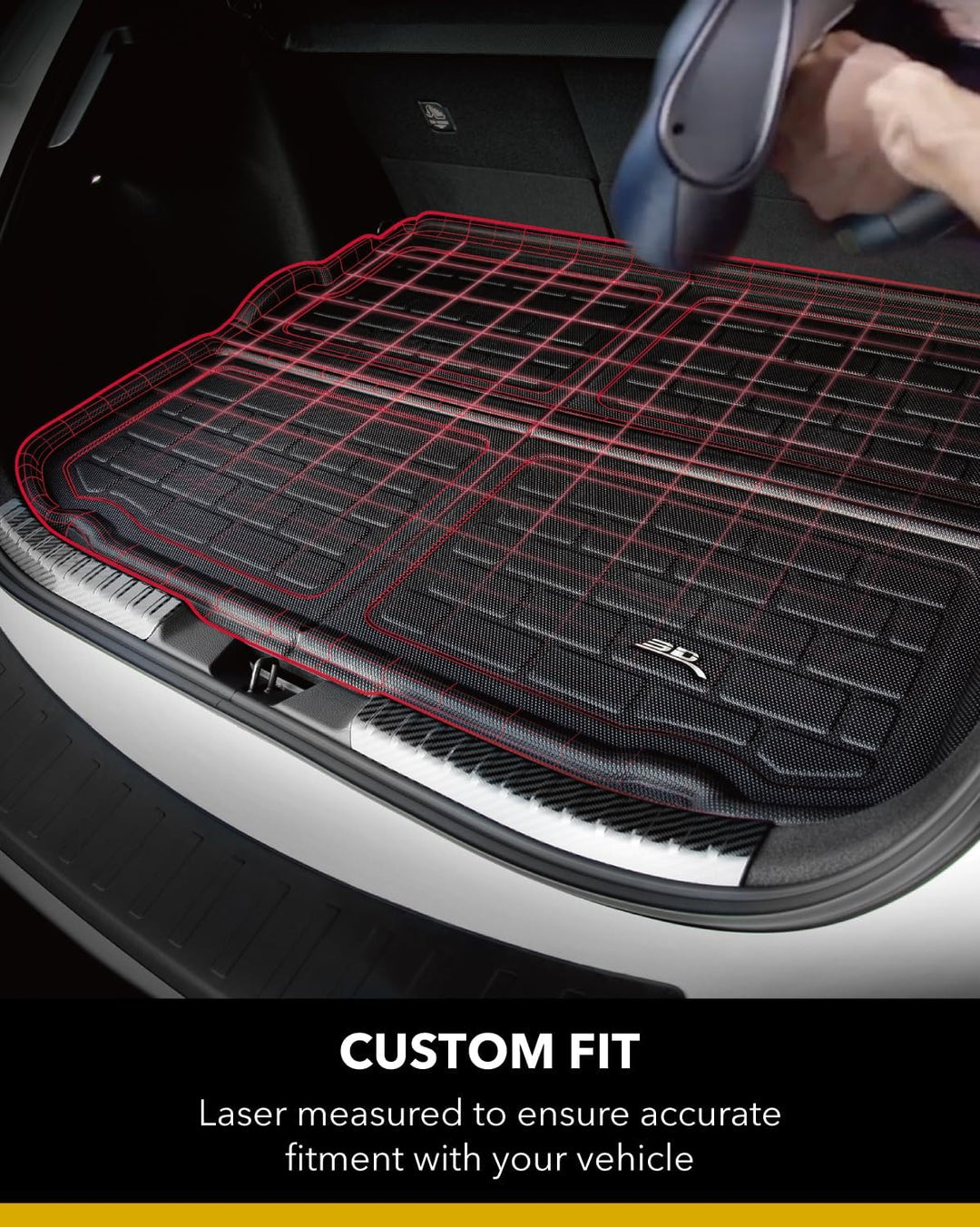 3D MAXpider Custom Fit Cargo Liner für Tesla Model X 2022 hinter der 2. Reihe Kreuz Fold Kagu Black