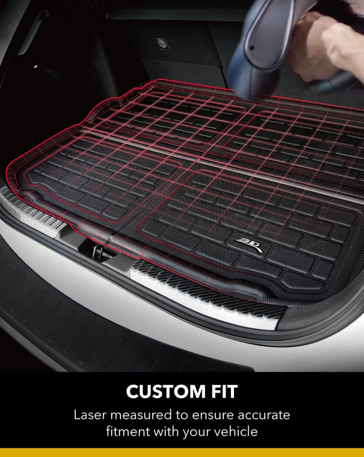 3D MAXpider Custom Fit Cargo Liner für Tesla Model X 2022 hinter der 2. Reihe Kreuz Fold Kagu Black