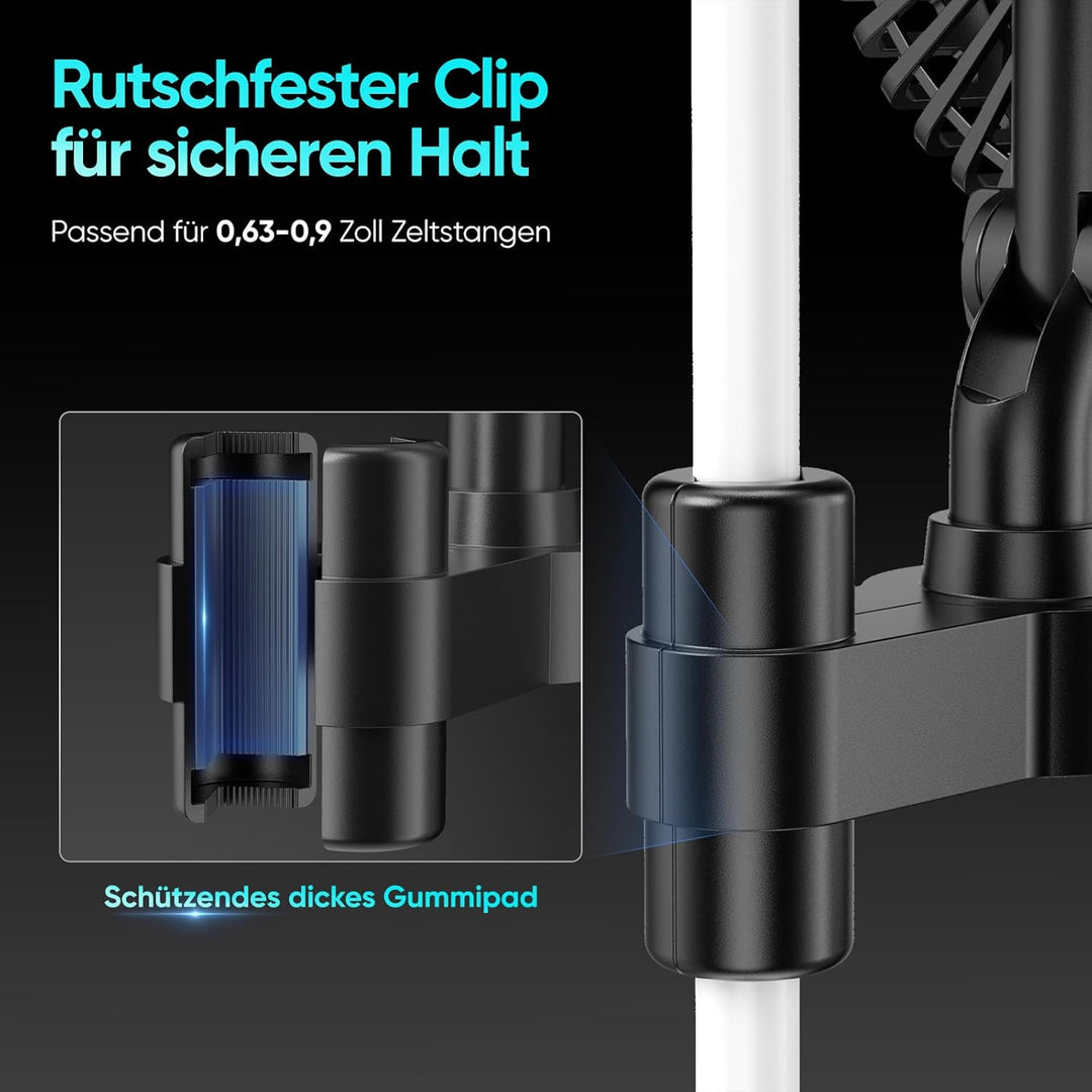 Grow Ventilator mit Clip, 4-Drehzahlstufen, 10W EC Motor, 550 m3/h Luftstrom, 32 dBA, 5-Blatt-7-Zoll