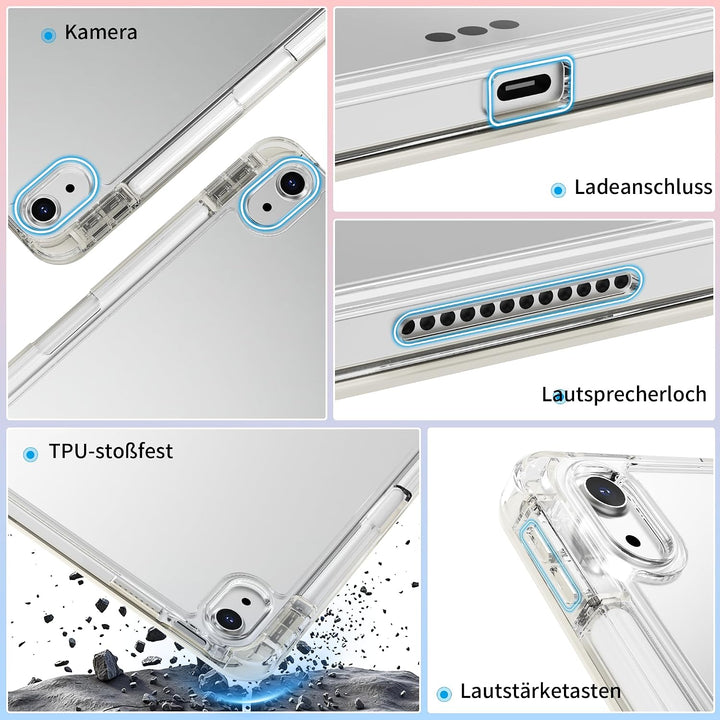 Klar Hülle für iPad Air 11 Zoll/iPad Air 10,9 Zoll, Cremeweiss | Transparente Antioxidantien PC-Rück