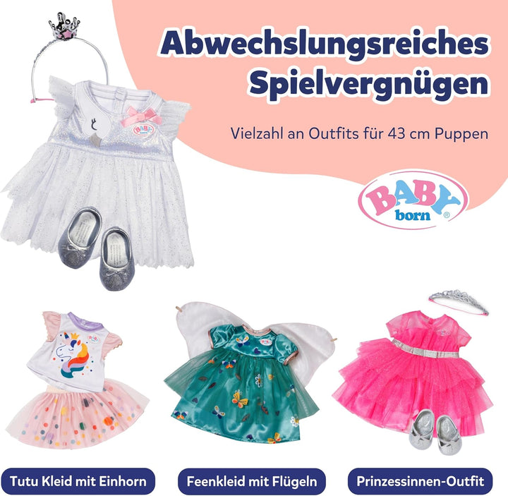 BABY Born Ballerina-Outfit - Body &amp; Tüll-Rock mit Schwanen-Stickerei - Inkl. Haarreif mit Krone &amp; Sc