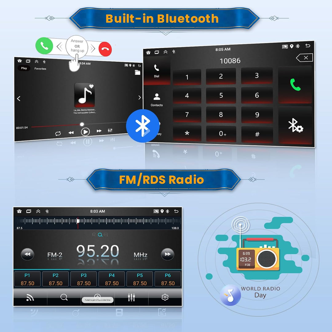 Android 15 Autoradio 1 Din CarPlay mit Bildschirm (2 + 64G) 10,4 Zoll drehbarer Touchscreen Stereo A