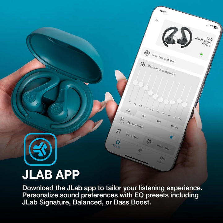JLab JBuds Air Sport ANC 4 Kopfhörer In Ear, Sportkopfhörer Bluetooth, 60+ Std., Noise Cancelling Tr