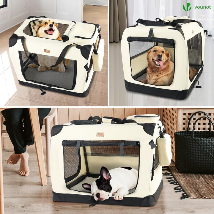VOUNOT Hundebox faltbar, Transportbox Katze Hunde, Hundetasche, Oxford-Gewebe, Netzstoff, Atmungsakt