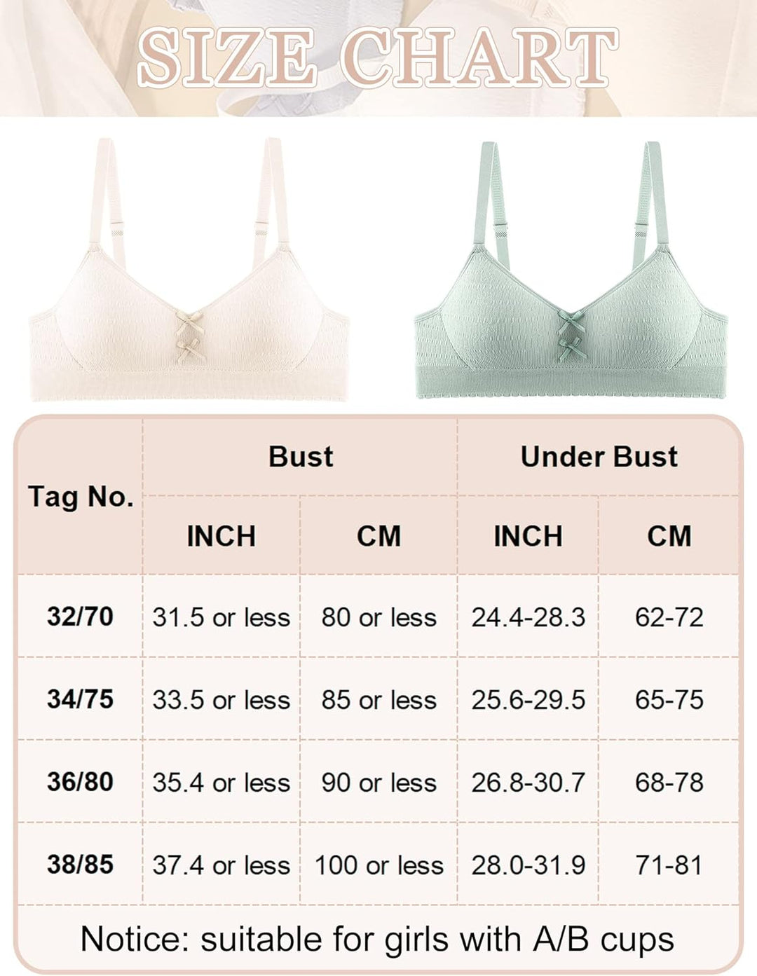 Adigau Mädchen BH 3er-Pack Ohne Bügel Trainings Bra Trägertop Teenager Bra Sport-BH mit Verstellbare