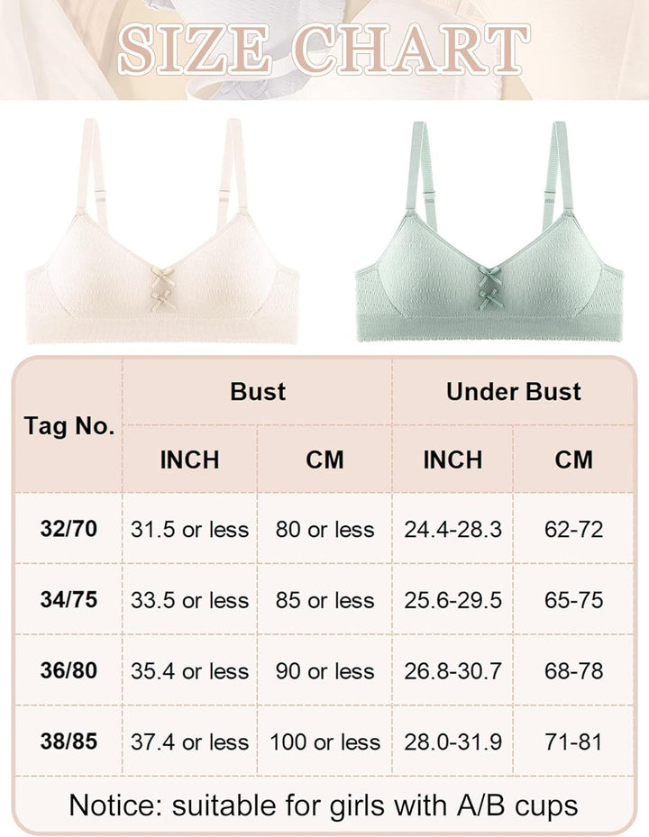 Adigau Mädchen BH 3er-Pack Ohne Bügel Trainings Bra Trägertop Teenager Bra Sport-BH mit Verstellbare
