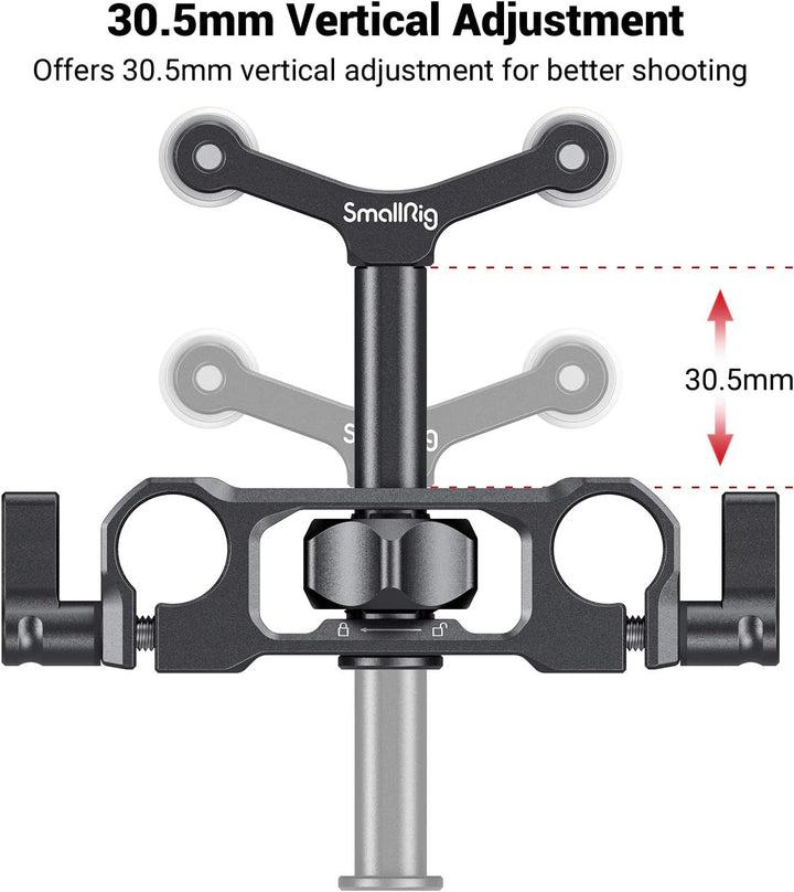 SMALLRIG Linsenunterstützung mit 15mm LWS Stangenklemme, 15mm Lens Support Kompatibel mit einem Durc