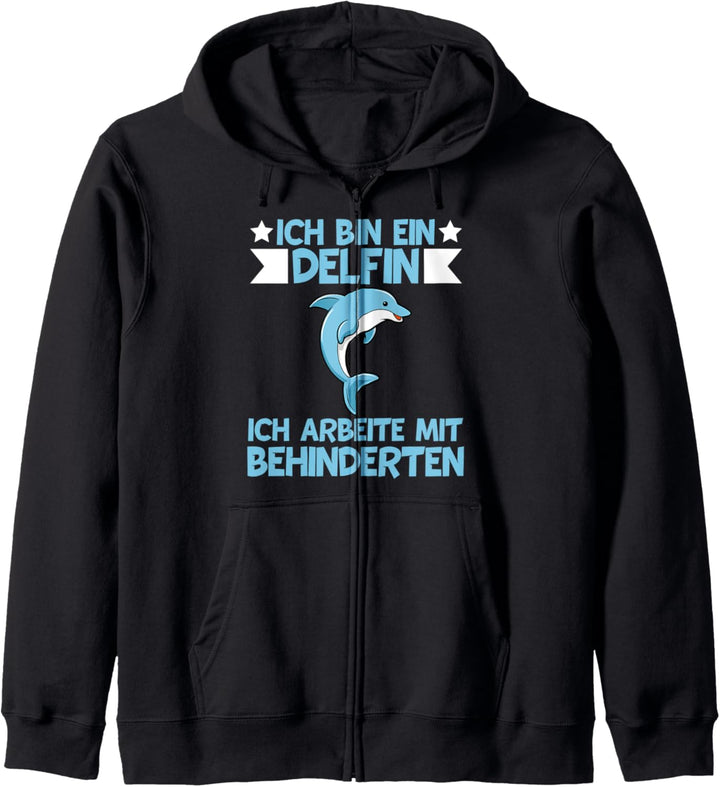 Ich bin ein Delfin ich arbeite mit Behinderten Defline Kapuzenjacke