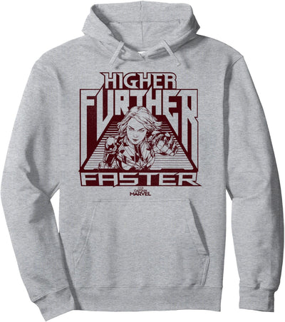 Captain Marvel Higher Further Faster Portrait Pullover Hoodie
