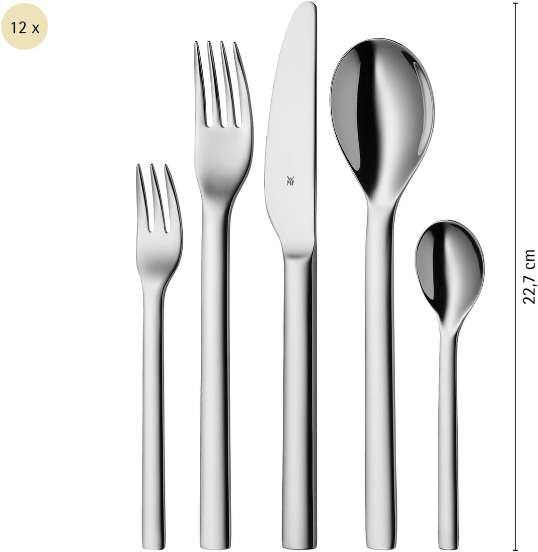 WMF Habitum Besteck Set 12 Personen, Essbesteck 60 teilig, Monobloc-Messer, Cromargan Edelstahl poli