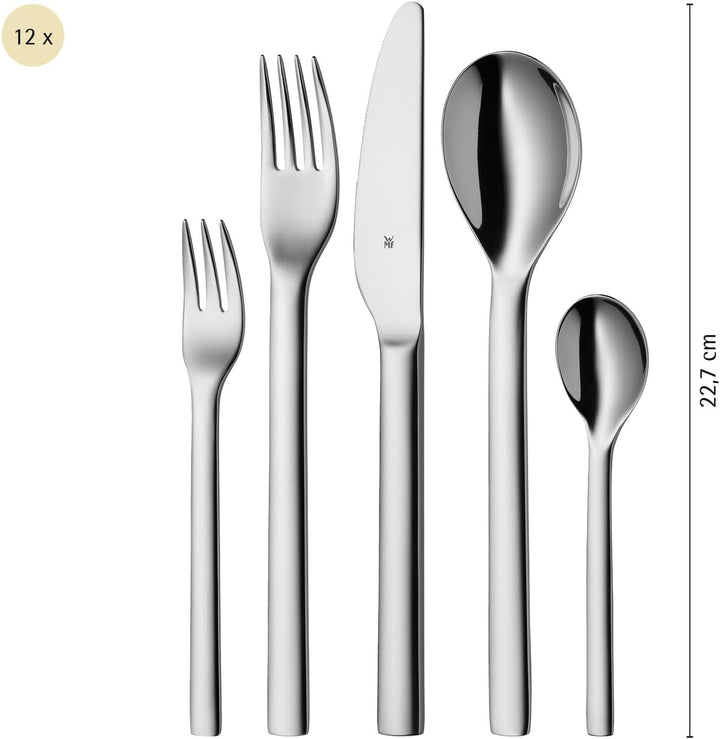 WMF Habitum Besteck Set 12 Personen, Essbesteck 60 teilig, Monobloc-Messer, Cromargan Edelstahl poli