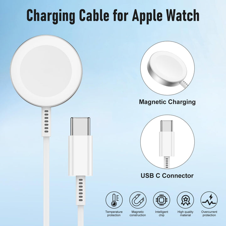 Apple Watch Ladekabel USB C 1M, 2Pack Original iWatch Ladekabel Ladegerät Schnellladekabel Charger A