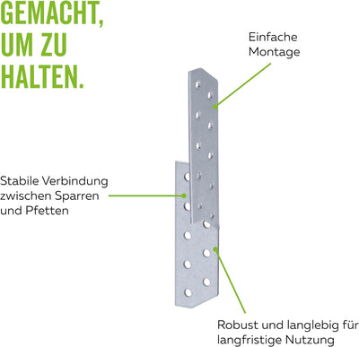 Alberts 846923 Sparren-Pfettenanker | links | sendzimirverzinkt | 32 x 32 x 210 mm | 25er Set 32 x 3