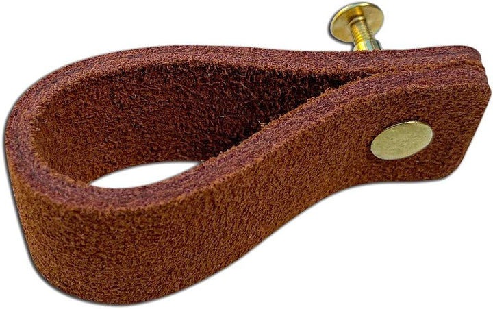Brute Strength - Ledergriffe für Möbel - Wildleder - Cognac - 4 Stück - 16,5 x 2,5 cm - Schrankgriff