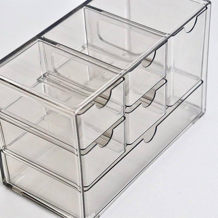 Jumuao Aufbewahrungsbox Kunststoff, Mini Schubladenbox, Kleinteilemagazin mit 6 Schubladen, Desktop