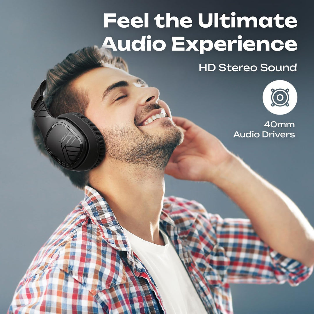 PowerLocus P7 Bluetooth Kopfhörer Over Ear, Faltbare Headphones, Kabellose Kopfhörer mit Bass-Modi,