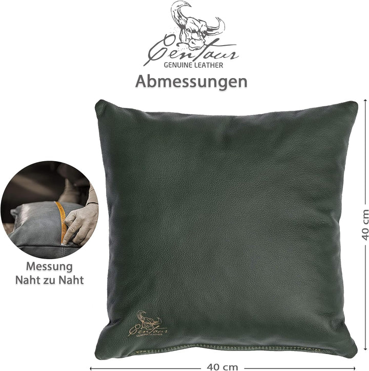 Centaur - Deko Lederkissen 40 x 40 cm für Sofa oder Schlafzimmer flaschengrün - Echt Leder Kissen Ec