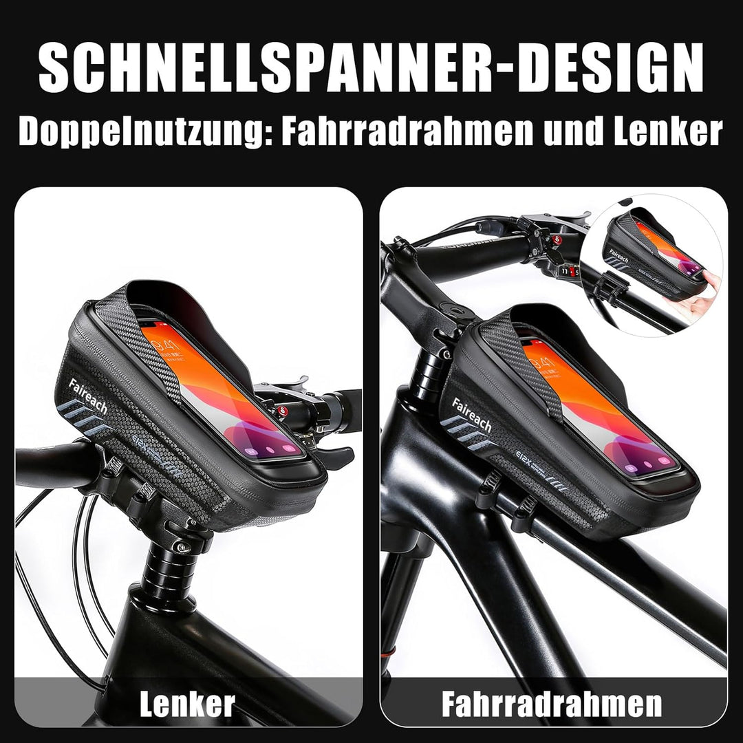 Fahrrad Rahmentasche mit 3D Sonnenblende, Wasserdicht handyhalterung Fahrrad, Fahrradtasche Lenkerta