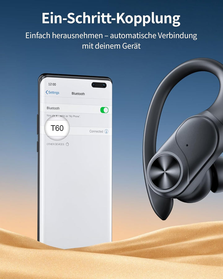 Kabellose Bluetooth Kopfhörer Sport 5.3, 80h Laufzeit, Doppel LED Akkuanzeige, IPX7 Wasserdicht, 13m