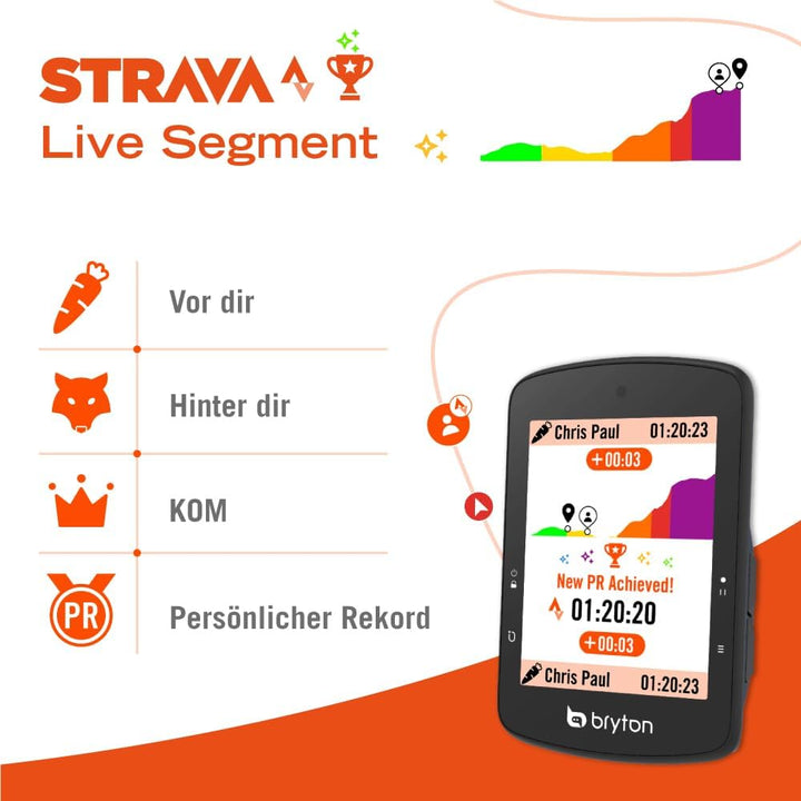 Bryton Rider S510 2,8 Zoll Farb-LCD-Touchscreen GPS Fahrradcomputer, Offline-EU-Karte, kompatibel mi