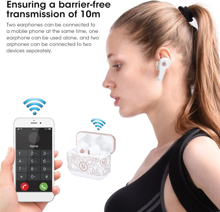 Drahtloser Kopfhörer, 5.0 Drahtloser Headset Schweissfester HiFi-Stereo-Sportkopfhörer mit Mikrofon,