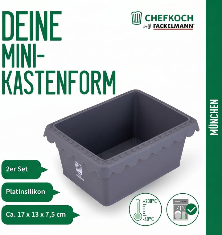 Chefkoch trifft Fackelmann Mini-Kastenform 2er-Set für Heissluftfritteuse und Backofen – Silikon Bac