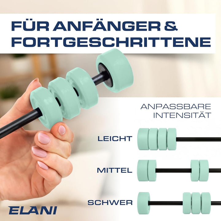 ELANI Schwingstab - Verstellbarer Widerstand & ergonomischer Griff - hochbelastbarer Gymnastikstab,