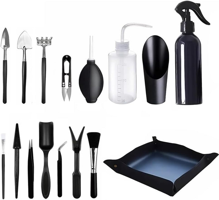 Bonsai Werkzeug Set 16 Stück mit wasserdichte Umtopfmatte, Bonsai Starter Kit, Bonsai Set Starter Ki