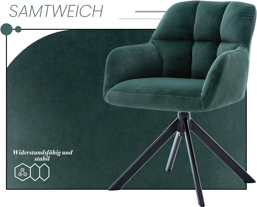 chairus Schreibtischstuhl Samt Bürostuhl 360° Drehbar Schreibtischstuhl Sessel für Arbeitszimmer Dre
