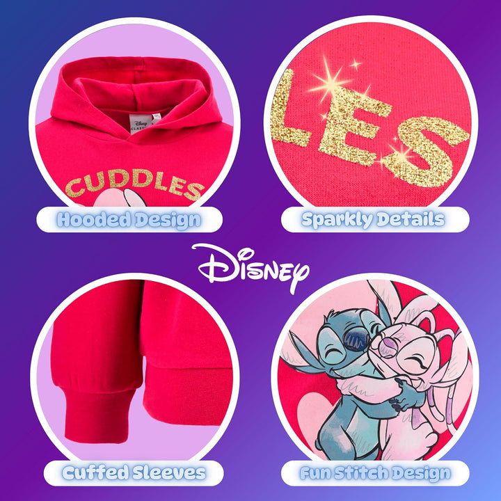Disney Stitch Mädchen Kapuzenpullover, Design 'Cuddles' Sweatshirt, Pullover für Mädchen, Grössen 3