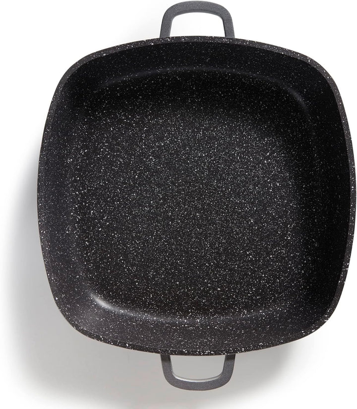 STONELINE Servierpfanne Eckig 32 cm, Eckige Pfanne Induktion mit Deckel, Aroma Funktion, Aluguss, An