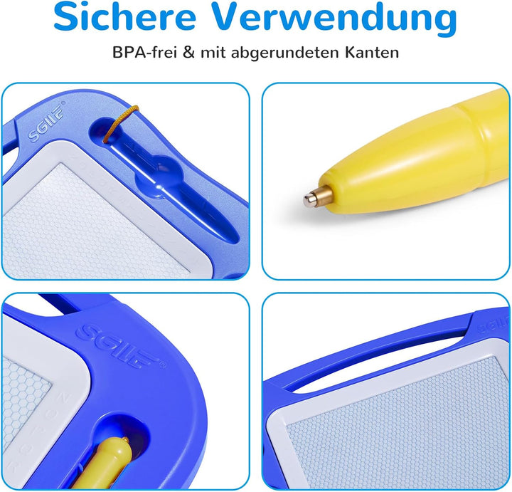 SGILE Magnetische Maltafel Zaubertafel Kinder, 25×18 cm Magnet Magnettafel mit 4 Stempeln, Kreatives