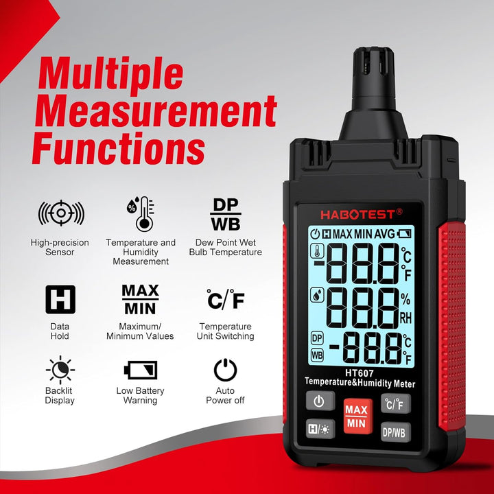 Habotest Temperatur- und Luftfeuchtigkeitsmesser HT607
