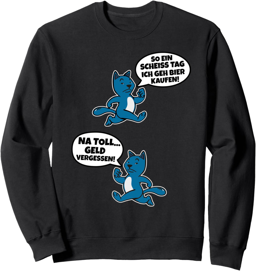 Katze hat einen harten Tag - Lustiges Katzen & Bier Fun Sweatshirt
