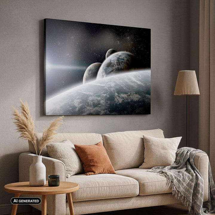 ARTTOR Bilder auf Leinwand 100x70cm Leinwandbild Planeten Kosmos Sterne Gross Wanddeko Bild Schlafzi