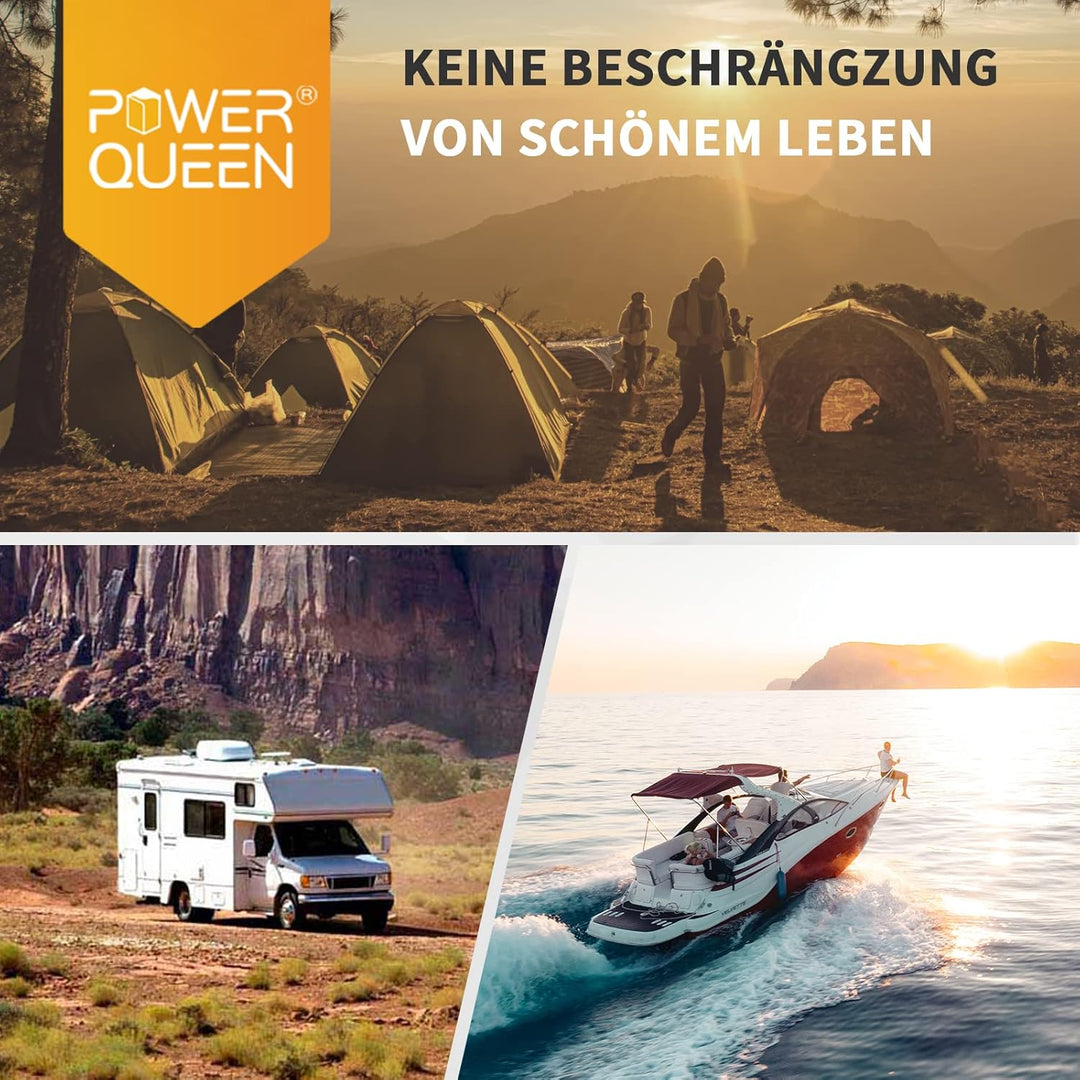 Power Queen 12,8V 50Ah LiFePO4 Akku Lithiumbatterie mit 14.6V 10A LiFePO4 Batterie Ladegerät Konstan
