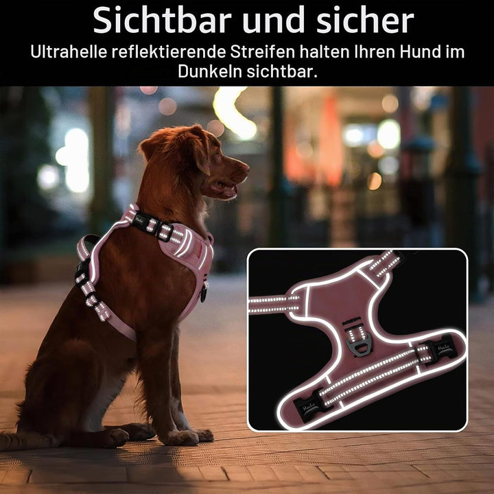 HEELE Hundegeschirr ohne Zug, Brustgeschirr für kleine Hund, einstellbares reflektierendes Hunde Ges
