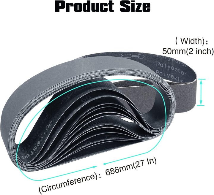 Schleifbänder 50 x 686mm- 12 Stück 2 X 60/120/240/400/600/800 Grit Siliziumkarbid-Schleifbänder zum